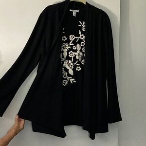 Style & Co. Black Cardigan with Floral Design